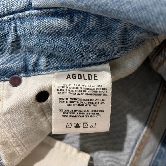 AGOLDE Lettuce High Waisted Denim Mini Skirt Organic Cotton Size 26 Made In USA - Picture 6 of 6